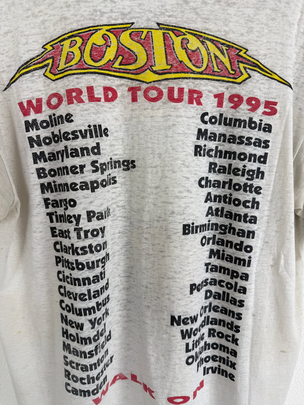 Vintage Boston Walk On World Tour 1995 Tee